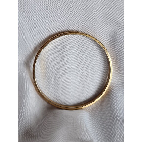 Vintage Classic MONET Signed Gold Tone Brushed Textured Bangle Bracelet - Picture 3 of 7